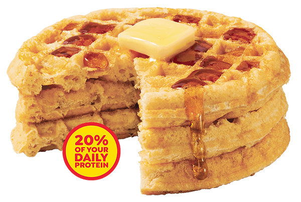 A stack of Eggo protein waffles
