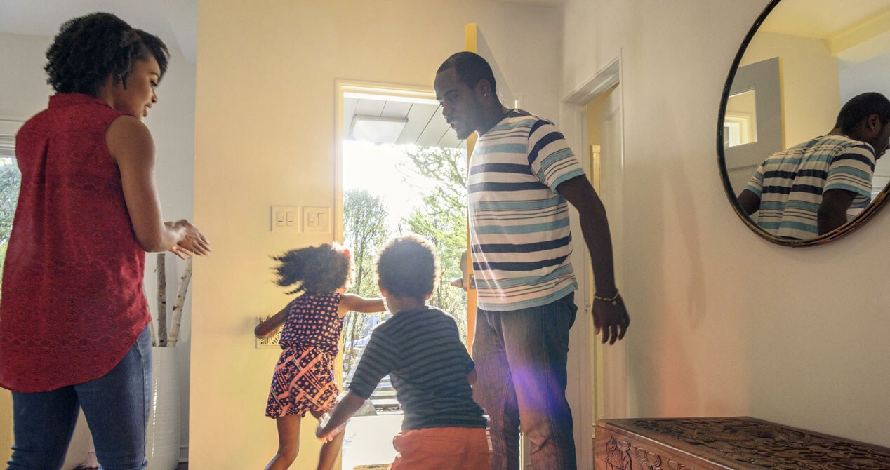 Kids racing out the door