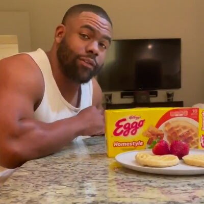 Mark Ingram II with Eggo waffles
