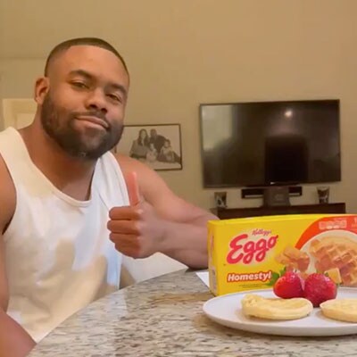 Mark Ingram II talking about grumpy-morning kid