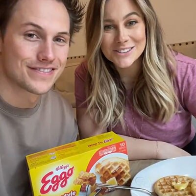 Shawn Johnson with Eggo waffles