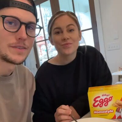 Shawn Johnson with Eggo waffles